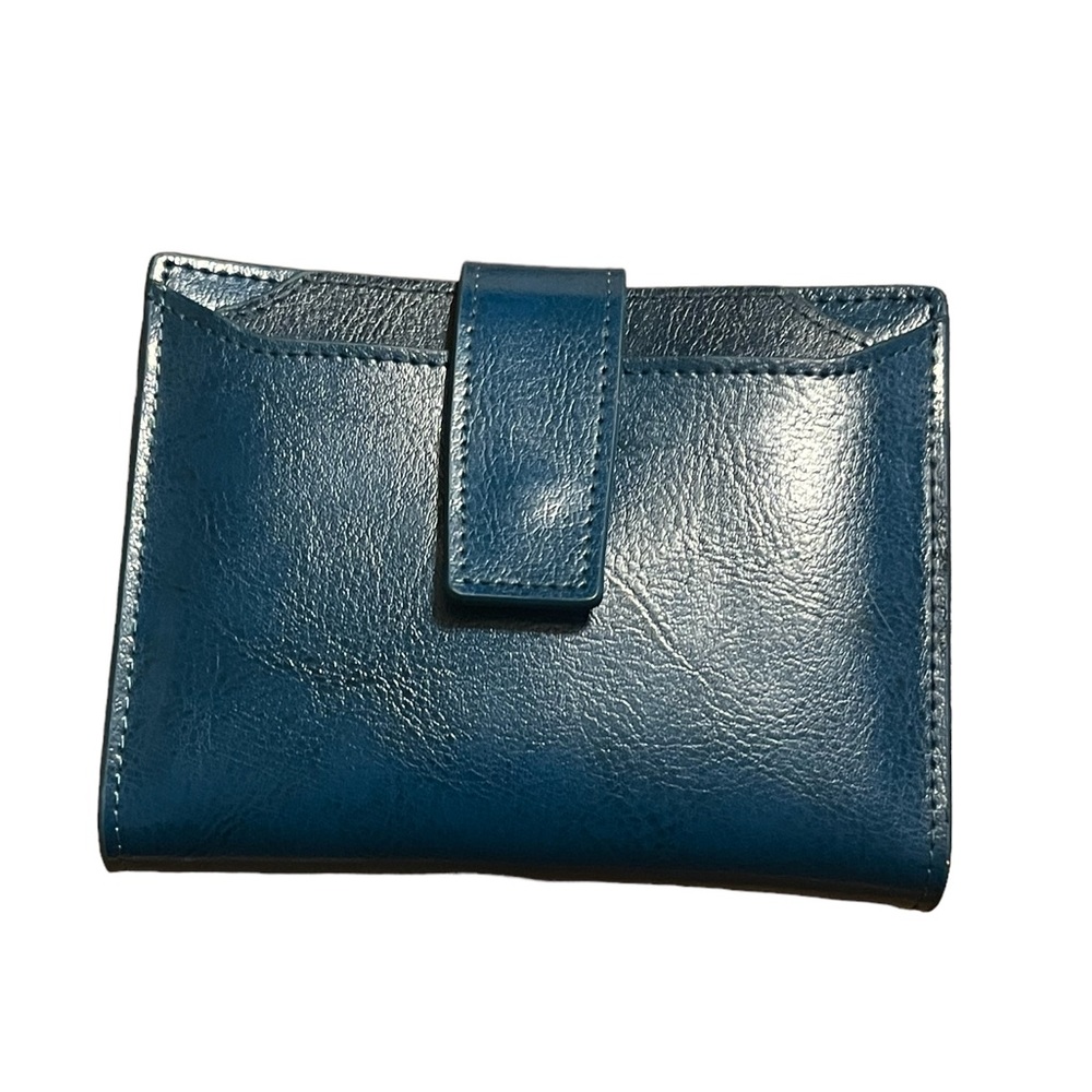 Bveyzi RFID Blocking Teal Leather Bifold Wallet